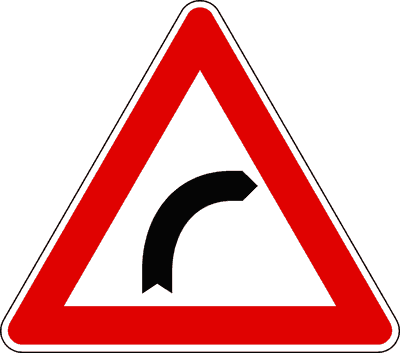 Segnale di curva pericolosa a destra